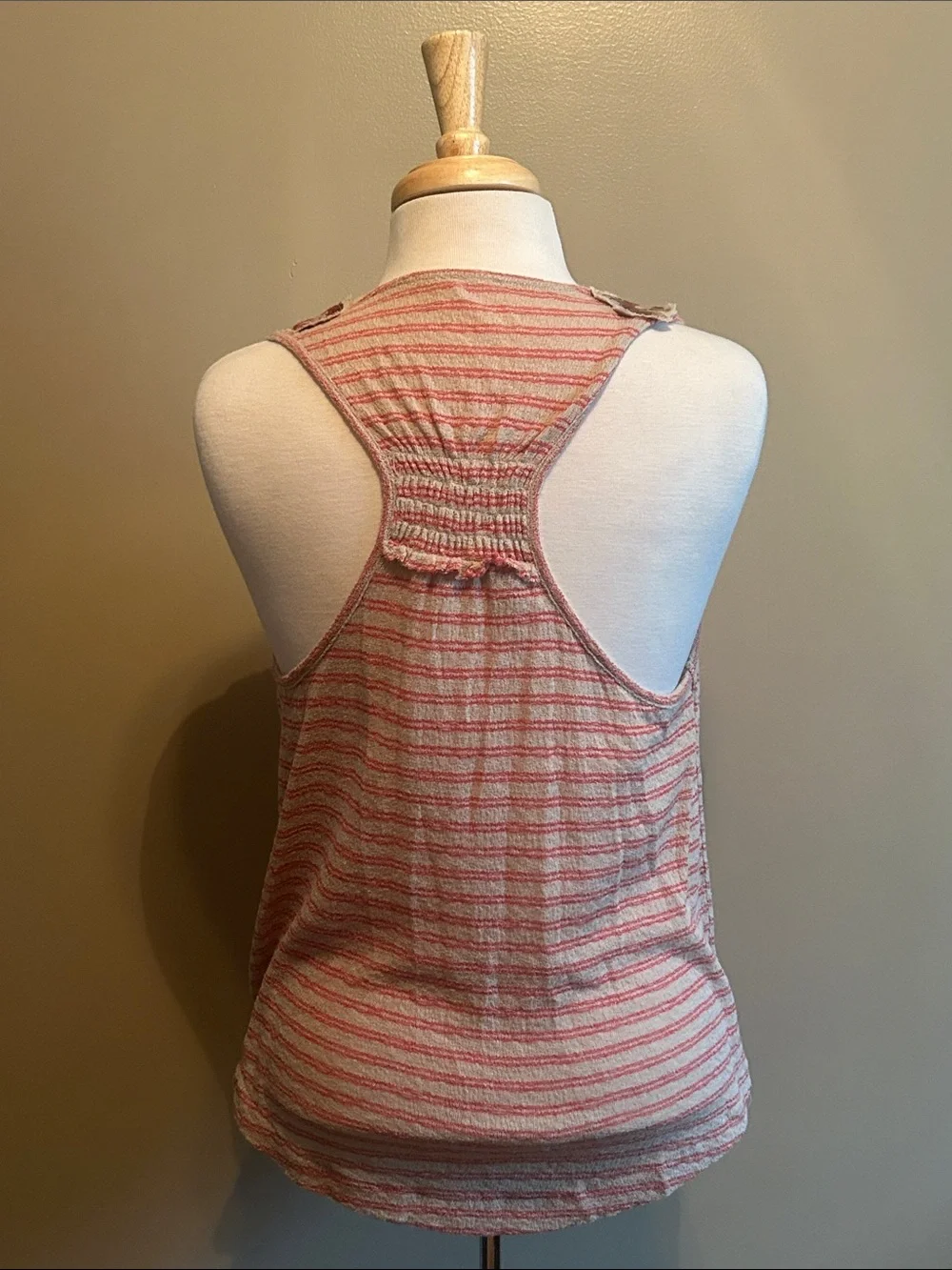 Free People Frida Beige Striped Surplice Tank Top Size M